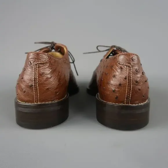 COLE HAAN Size 8 Light Brown Ostrich Textured Lace Up Dress Shoes